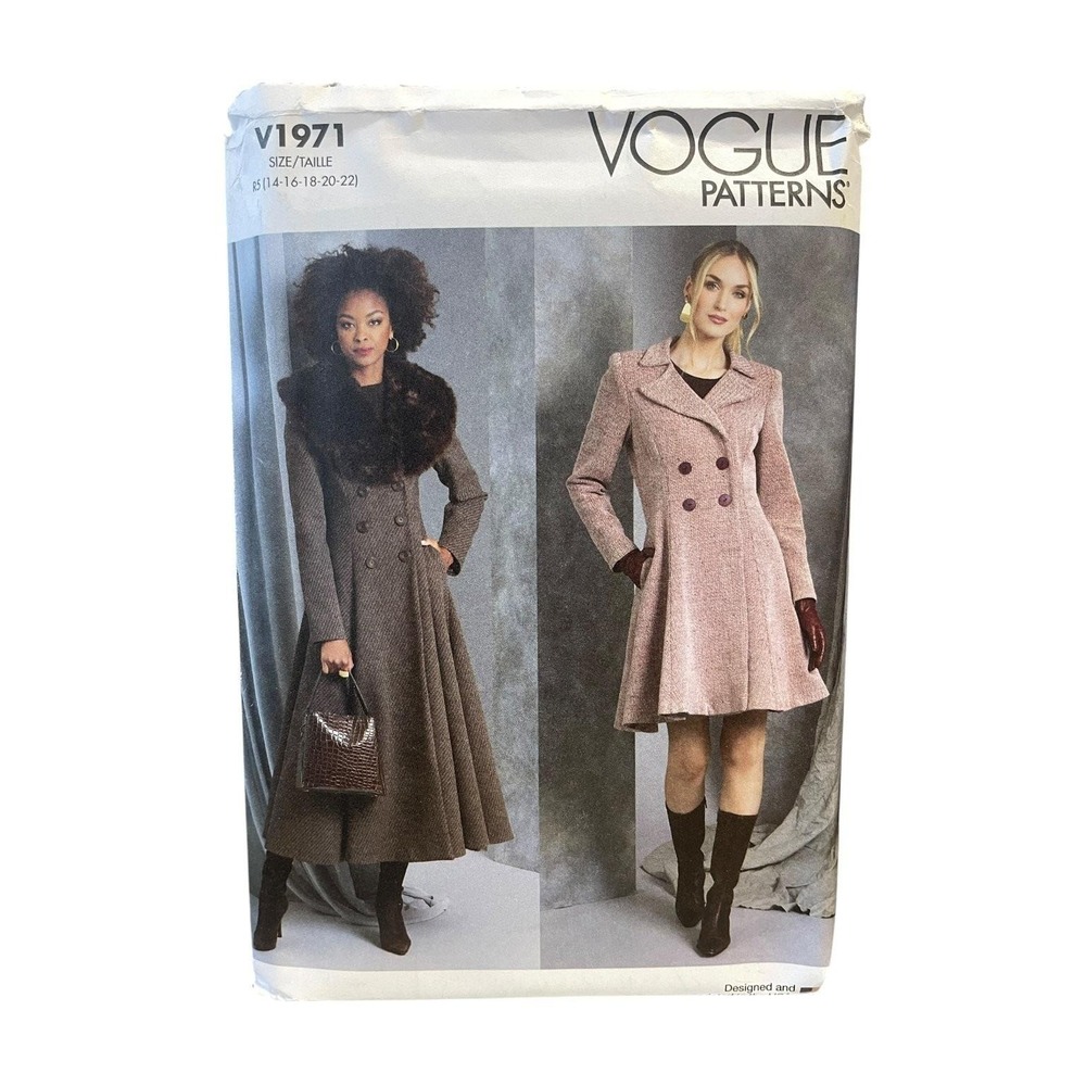 Vogue V1971 Misses' Coat Double-Breasted (14-16-18-20-22)